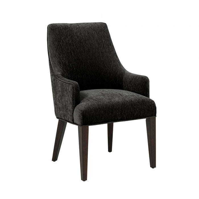 Beever Modern Chenille Wood Armchair in Black