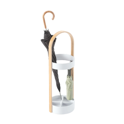 Umbra Modern Steel Bellwood Umbrella Stand - White and Natural|Support à parapluie moderne Bellwood de Umbra en acier - blanc et naturel
