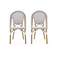 Julien Faux Ratten and Aluminum French Bistro Chairs, Set of 2 - Black and White 
