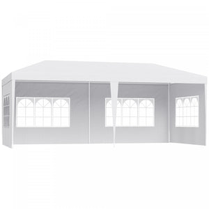 Outsunny 18.7' X 9.4' Party Tent, Portable Folding Wedding Tent, Garden Canopy Event Shelter, Outdoor Sunshade With 4 Removable Sidewalls, White