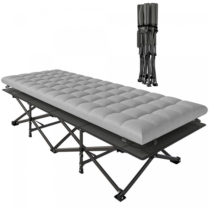 Outsunny Camping Cot with Pad, 32\" Extra Wide Folding Cots, Grey