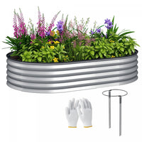 Outsunny Raised Garden Bed, 5' x 3' x 1' Galvanized Planter Box, Silver