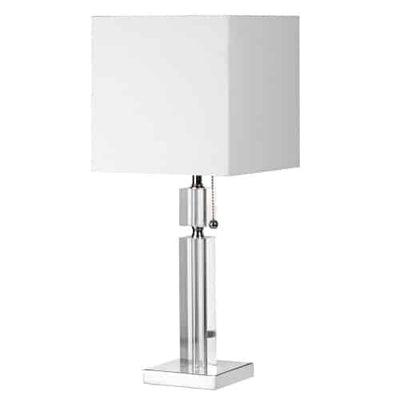 Dainolite Fernanda 1 Light Table Lamp Polished Chrome White Shade|Lampe de table Fernanda de Dainolite avec abat-jour blanc, fini chromé poli et 1 ampoule