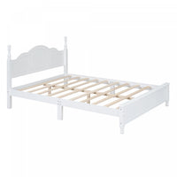 Jessie Retro Style Platform Bed with Wooden Slat Support,Queen Size, White Queen Bed 