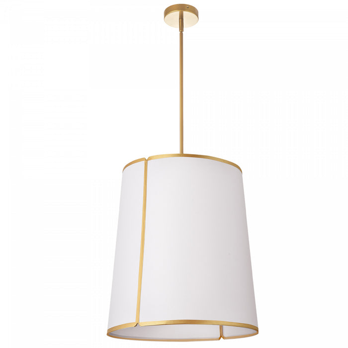 Dainolite Notched Drum 3 Light Notched Pendant Gold Finish White Shade/Diffuser Lamp