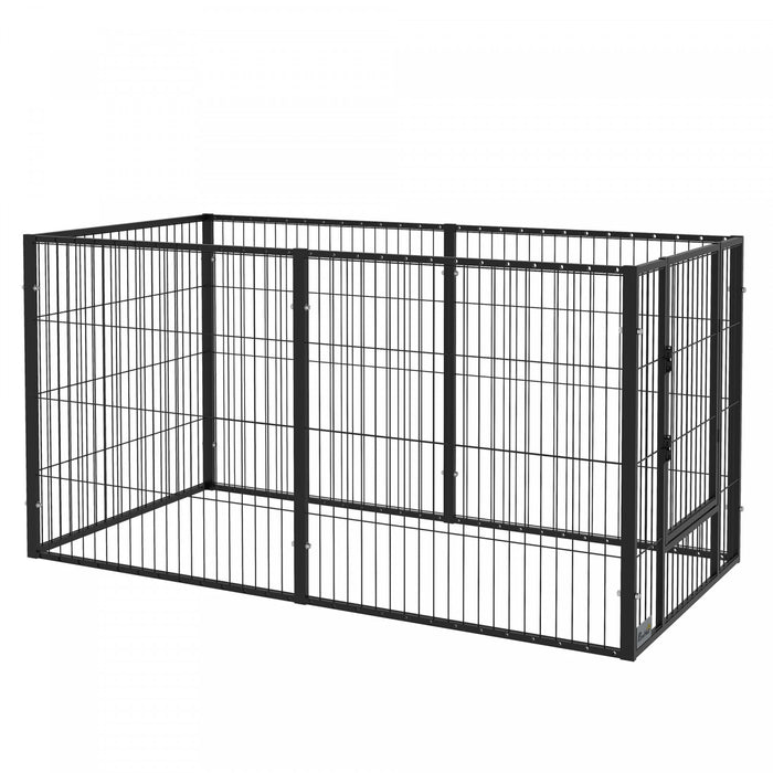 Pawhut 6 Panel Dog Playpen Dog Pen Metal Pet Fence For Outside Indoor, Adjustable Width, Heavy Duty Steel Frame, 32.5\"-59\"w X 24\"d X 32''h Black