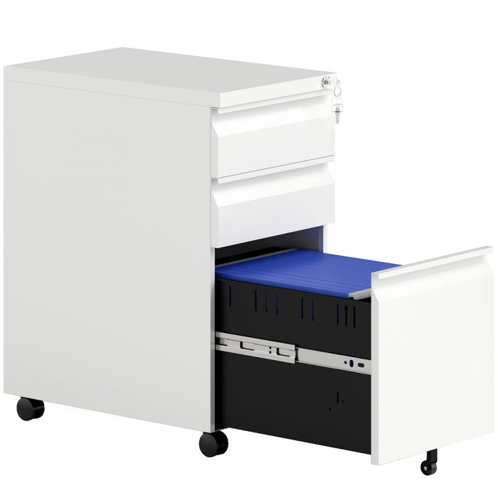 Vinsett 3 Drawer File Cabinet Steel Filing Cabinet A4 Legal Letter White