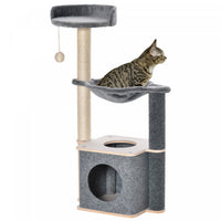 Pawhut Cat Tree, Multi-level Cat Tower With Perch, Scratching Post, Cat Condo, Hammock, Hanging Toy