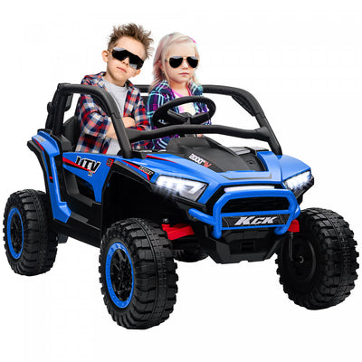 Qaba 24v 7ah Powered Ride-On Truck, 2 Seater 4wd Battery Powered Electric Car For Kids With 4 Spring|Qaba Vus 2 Places, Voiture Electrique 24 V 7 Ah Pour Enfants Avec Suspension A Ressort, Telecommande