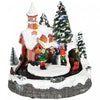 HOMCOM LED Lighted Christmas Village Houses with Rotating Train