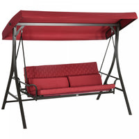 Outsunny 3 Person Porch Swing Bed With Adjustable Canopy Red
