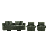 Verandah Mid-Century Modern 3-Piece Sofa Set in Olive Green