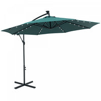 Outsunny 10ft Outdoor Cantilever Umbrella W/ Solar Lights, Dark Green