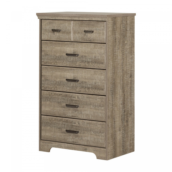 Versa 5-drawer Chest - Weathered Oak 
