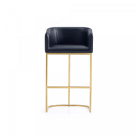 Louvre Mid-Century Modern Metal Upholstered Barstool in Black Bar Stool