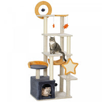 Pawhut Cat Tower, 63 Inch Cat Tree For Large Cats Adult With Cat Scratching Posts, Cat Condo, Bed, S