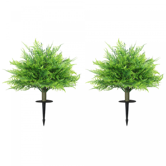 HOMCOM Artificial Boston Ferns UV-Resistant , 23.6\" Fake Plants, Green
