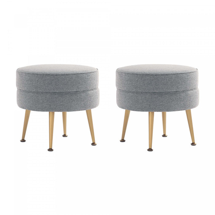 Bailey Mid-Century Modern Upholstered Accent Ottoman in Gray - Set of 2