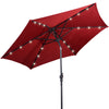 Costway 9ft Patio Solar Umbrella LED Patio Market Steel Tilt w/ Crank Outdoor Burgundy