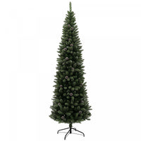 HOMCOM 7.5ft Artificial Pencil Christmas Tree w/ 980 Branches, Metal Base
