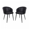 Looma Contemporary Modern Vegan Leather Metal Side Chair in Black - Set of 2