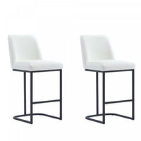 Serena Modern Metal Upholstered Counter Stool in White - Set of 2 Bar Stool 