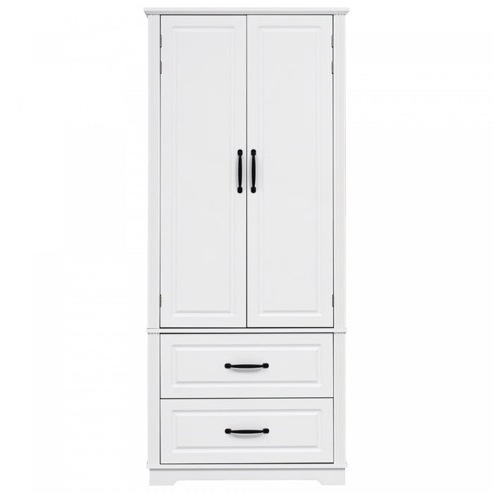 Angela 71\" Adjustable Shelves Pantry Cabinet With 2 Drawers - White