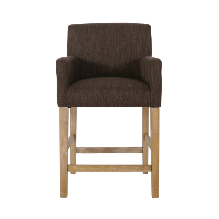 Gabrielle 26\" Seat Height Counter Stool With Upholstered Fabric And Solid Wood Legs,brown