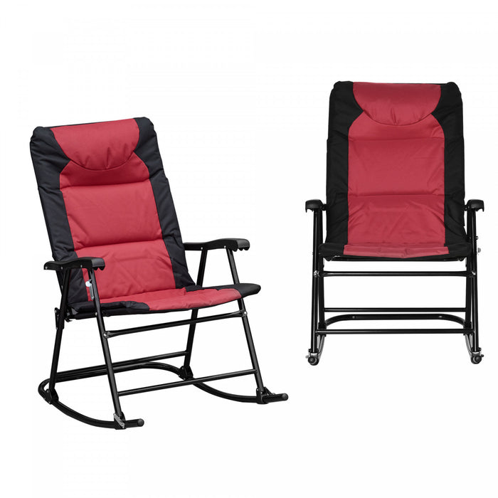 Outsunny 2pc Patio Foldable Rocking Chair Set, Red