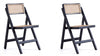 Manhattan Comfort Set Of 2 Pullman Folding Dining Chairs - Black & Natural Cane
