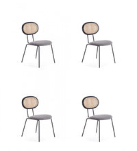 Jardin Industry Chic Cane Back Upholstered Dining Chair in Black and Gray - Set of 4