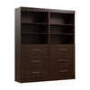 Bestar Pur 72 W Closet Organizer with Drawers - Chocolate