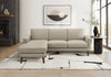 Upholstered Chaise Sofa Lounger, 86\" Wide, Light Brown Fabric, Walnut Solid Wood Legs Sofa