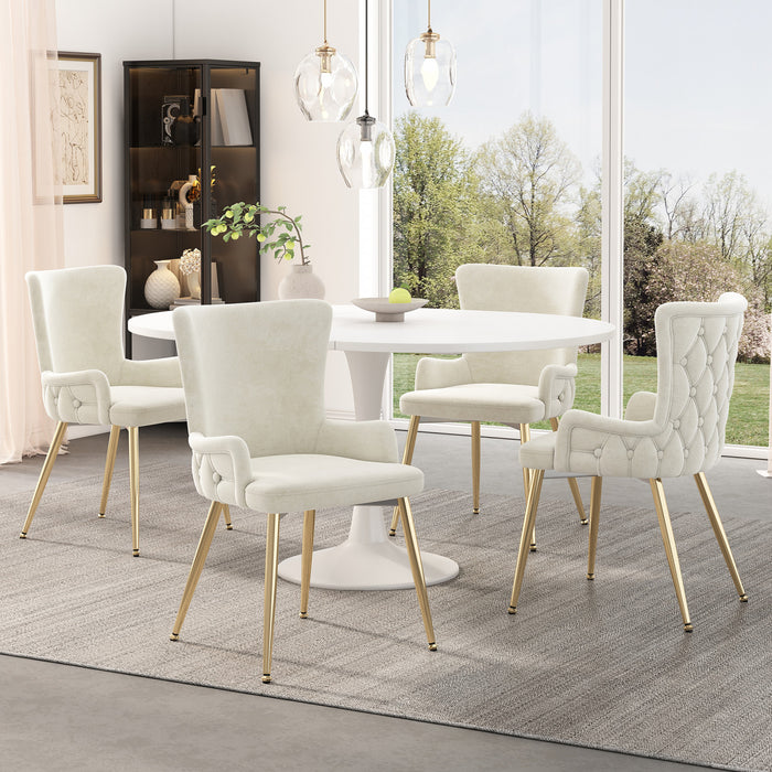 Sophia Modern 5pc Dining Set with table and Chairs,Beige Dining Room Set