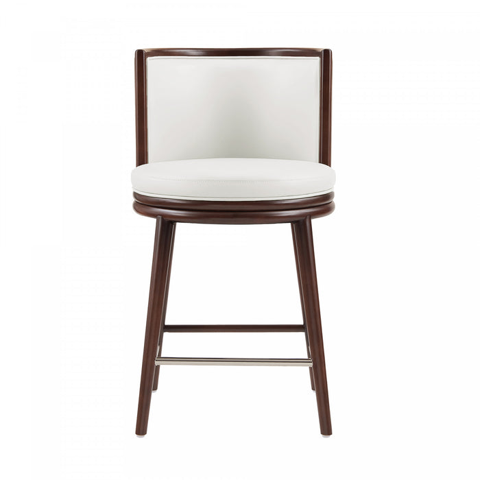 Evalyn Modern Wood Upholstered Counter Stool in White