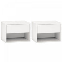 HOMCOM Floating Nightstand Set of 2 with Drawer and Shelf, White