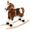 Qaba Rocking Horse Plush Pony Children Kid Ride On Toy W/ Realistic Sound (brown)