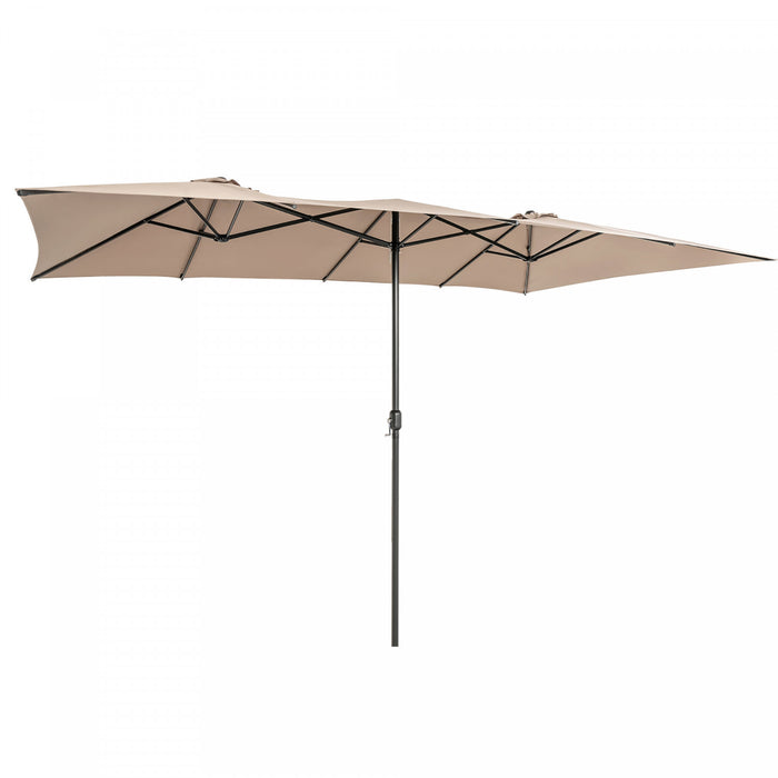 Costway 15FT Double-Sided Patio Market Umbrella Large Crank Handle Vented Outdoor Twin