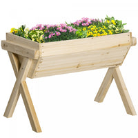 Outsunny Elevated Planter Box With Legs, Wooden Raised Garden Bed With Bed Liner And Drainage Holes,