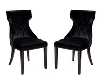 Manhattan Comfort Set of 2 Reine Velvet Dining Chairs - Black & Walnut