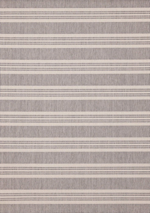 Jackson Cream Taupe Banded Stripes Rug, 7'10\" 10'6\" Outdoor Area Rug