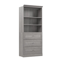 Bestar Versatile 36 W Closet Organizer with Drawers - Platinum Grey