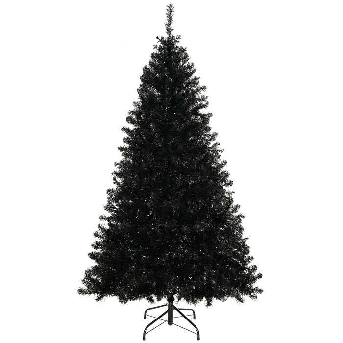 HOMCOM 6ft Pre-lit Black Christmas Tree with 680 Purple LED Lights, Black