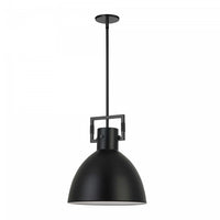 Dainolite Liberty 1 Light Pendant Matte Black Finish Matte Black Metal Shade Lamp