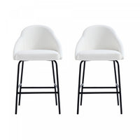 Gracie Modern Metal Upholstered Counter Stool in White and Black - Set of 2 