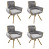 Timothy Velvet Swivel Dining Chairs with Tufted Upholstered and Metal Legs Set of 4, Grey