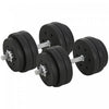 Soozier 2 x 33 lbs Adjustable Dumbbells Weight Set for Body Fitness, Black