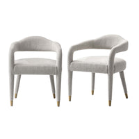 Aspen Mid-Century Modern Upholstered Tweed Armchair in Silver Lining - Set of 2 