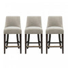 Beever Modern Chenille Wood Counter Stool in Taupe - Set of 3 Bar Stool