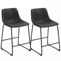 HOMCOM Bar Stools Set of 2, Counter Height Barstools with Back, Dark Brown